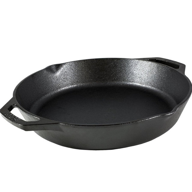 Lodge 12 Inch Pre-Seasoned Cast Iron Skillet - Dual Assist Handles - Use in the Oven, on the Stove, on the Grill, or Over a Campfire - Black