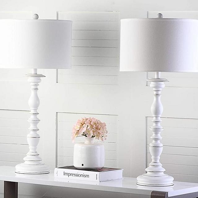 Safavieh Lighting Collection Mamie Cream Candlestick 32.5-inch Table Lamp (Set of 2)