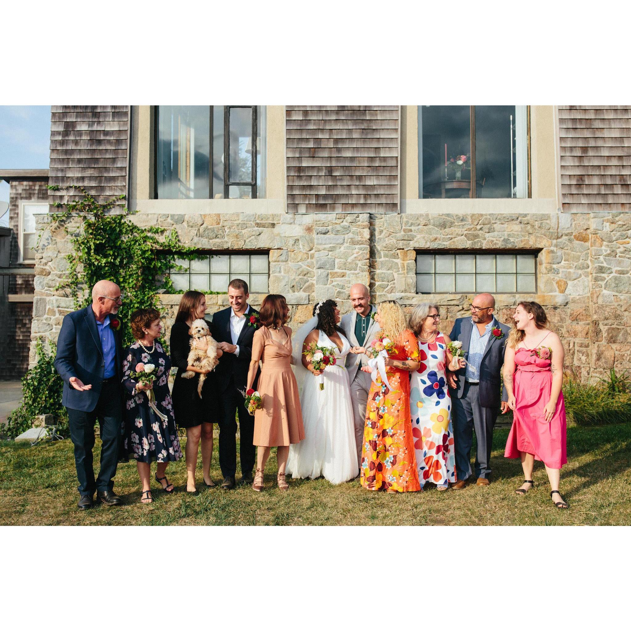 The whole gang at our small but mighty wedding ceremony on September 18, 2020