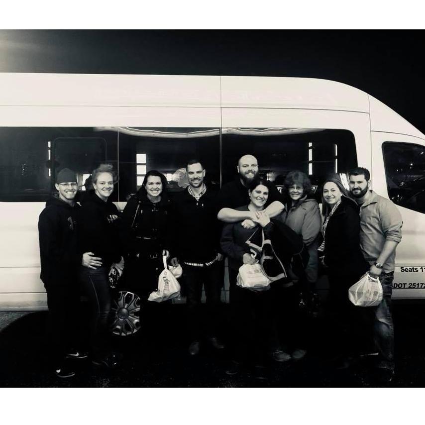The night of our engagement and the Limo Jon surprised me with! From left to right Jason and Bri Harris, Anna and Kevin Comstra, Jon and I, Jons mama, Julie and Frank:)