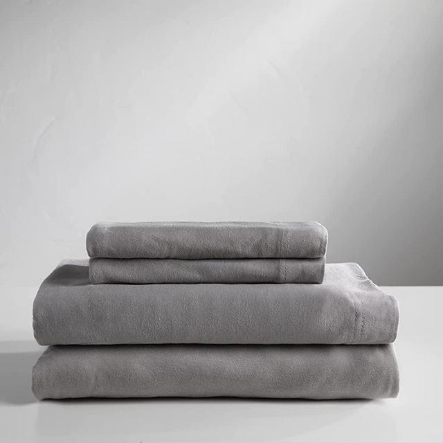 Baltic Linen: Jersey Cotton Sheet Set, 100% Cotton, 140 GSM, No Piling, Breathable, Cozy Comfort (Cal King, Gray)