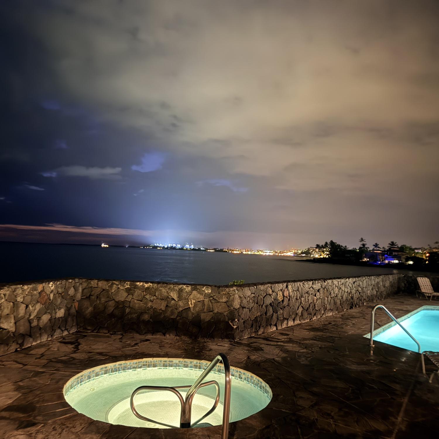 Amazing end to our first day in Kona by watching the sun go down from the hot tub | 04/19/26