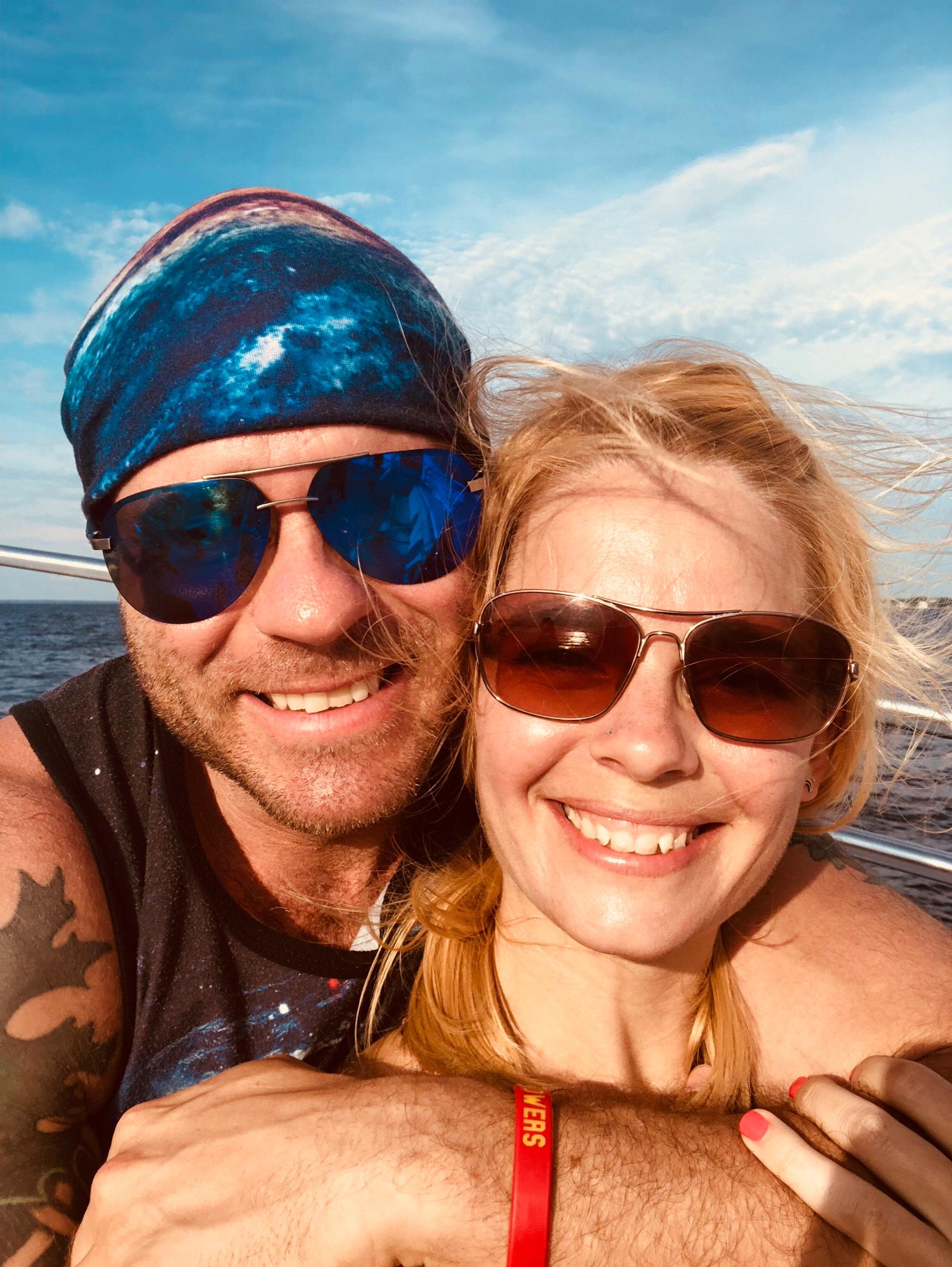 Out on the water right before we went parasailing.