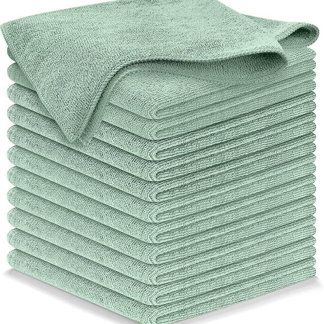 USANOOKS Microfiber Cleaning Cloth - Sea Green - 12Pcs (12.5x12.5 inch) High Performance - 1200 Washes, Ultra Absorbent Car Towel Traps Grime & Liquid for Streak-Free Mirror Shine - car Washing Cloth