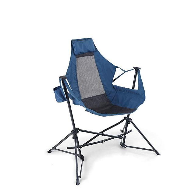 ALPHA CAMP Hammock Camping Chair Folding Rocking Chair with Cup Drink Holder Steel Heavy Duty Portable Chair with High Back Outdoor Oversized Chair for Lawn,Backyard,Picnic,Capacity-350lbs