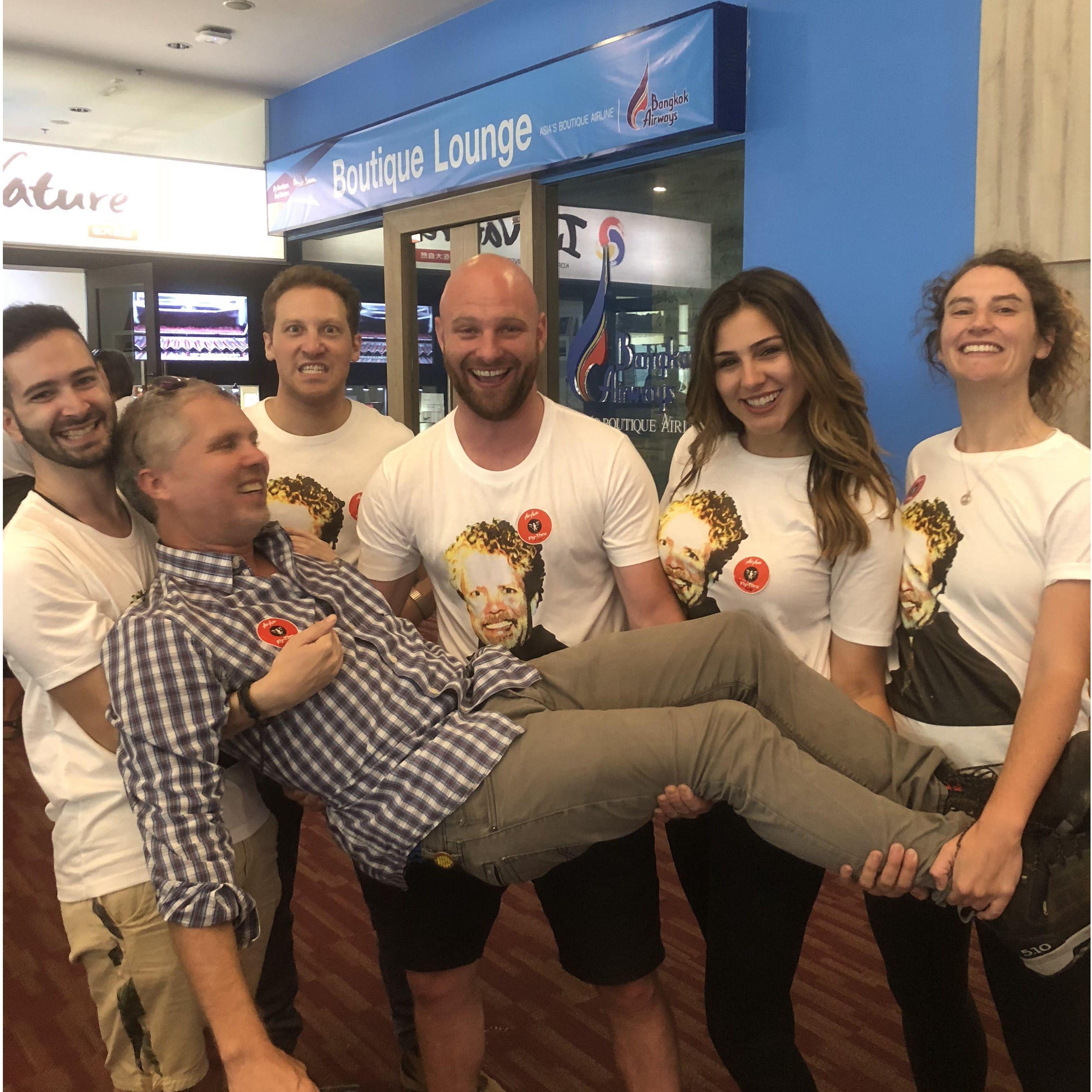 One of the most epic pranks that took place on Remote Year. Sean & Neil got their hands on this notorious photo of Blair & shocked him with our group wearing his face on our shirts on travel day.