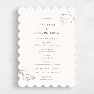 White Scalloped Wedding Program - Maywood