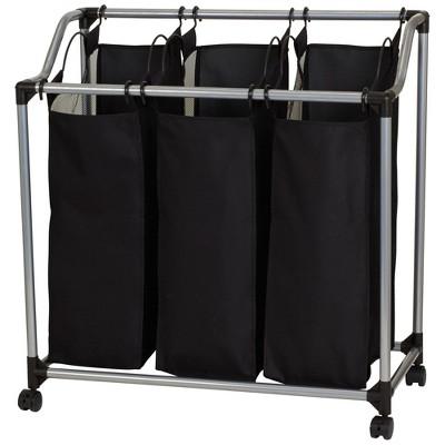Household Essentials 3-Bag Sorter with Vented Bags, Black