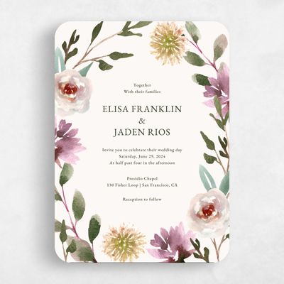 Beige Rounded Wedding Invitation - Windsong Portrait