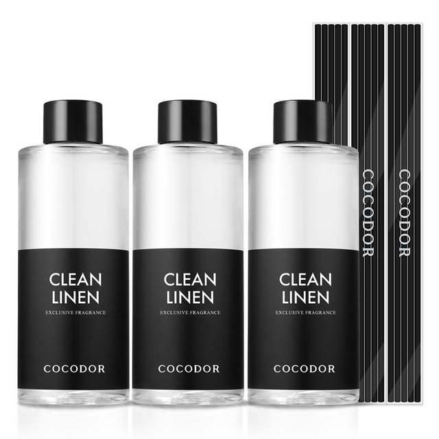 COCODOR Reed Diffuser Oil Refill/Clean Linen /200ml / 3 Pack/Aromatherapy, Home Fragrance, Scented Oils, Oils for Reed Diffuser, Bathroom Home Decor