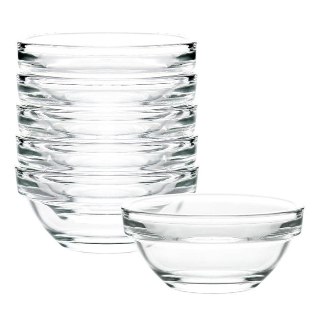 Iyulania 1.5 oz Clear Glass Bowl, Mini Prep Dish for Salt and Spices, Dishwasher and Microwave Safe, Stackable, Set of 6