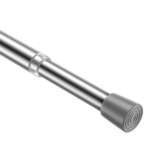 MEXAU 1Pcs Spring Tension Curtain Rod 26-39 inch Spring Tension Rods Silver Tension Rods Adjustable Spring Rod Extendable Tension Rod For Kitchen, Window, Bookshelf,Closet.