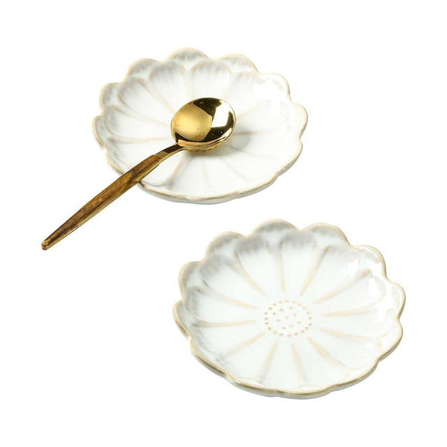 TOPSKINOY Set of 2 Ceramic Coffee Spoon Rest for Coffee Bar, Cute Cooking Spoon Holder for Stove Top Kitchen Counter, Milky White