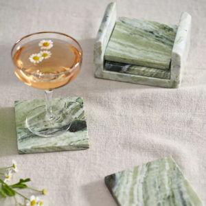 Green Marble Coasters, Set of 4