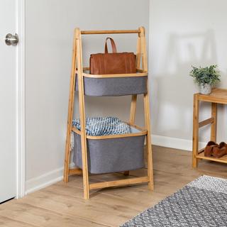 Bamboo & Canvas 2-Tier Collapsible Shelves