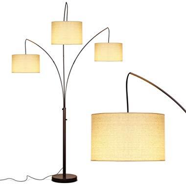 Brightech Trilage Arc Floor Lamp w/Marble Base - 3 Lights Hanging Over the Couch from Behind - Multi Head Arching Tree Lamp - For Mid Century, Modern & Contemporary Rooms - Oil Rubbed Bronze