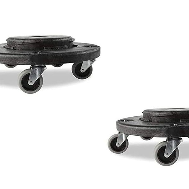 Rubbermaid Commercial Products Brute Twist on/Off Round Dolly, Black, Use with BRUTE Trash Can, Pack of 2