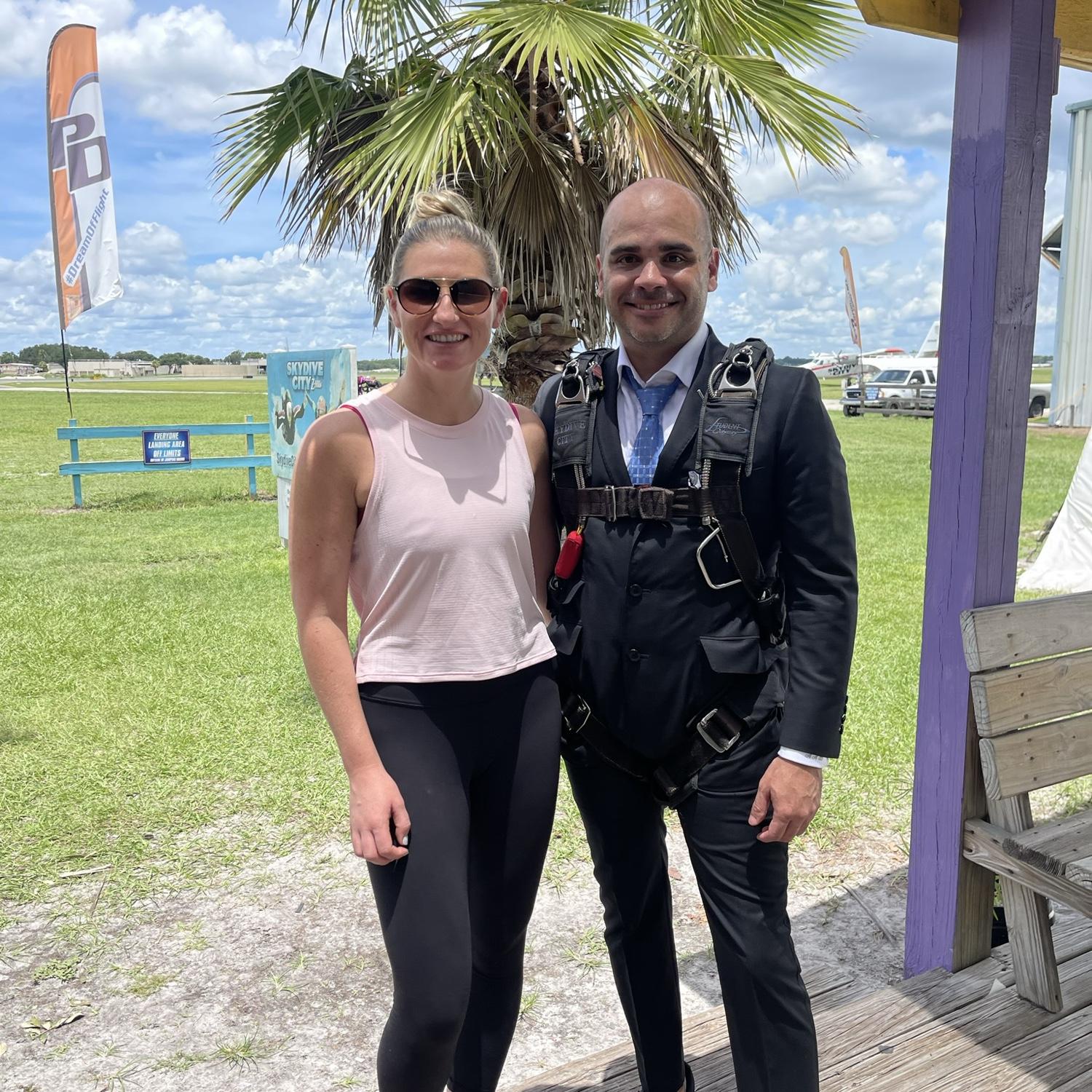 Adam getting his solo skydiving license after 25 jumps!