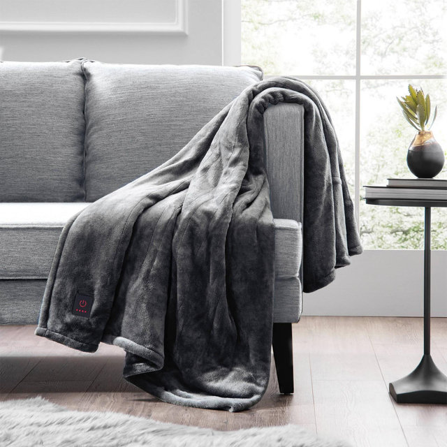 50"x60" Cozy Electric Throw Blanket Charcoal Gray - Brookstone