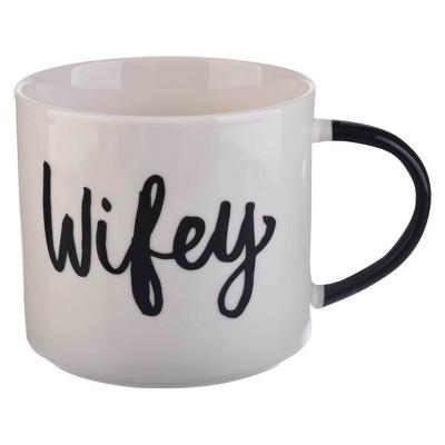 15oz Stoneware Stackable Wifey Coffee Mug White - Threshold™