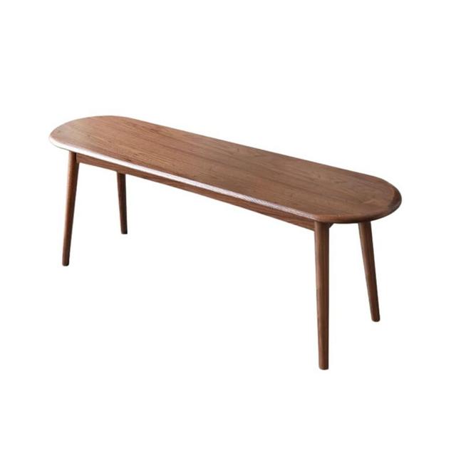 Wayshome Solid Oak Wood Bench, Rounded Corner Baguette Shape Chair Surface Design, Entryway Bench/Dining Bench/Bedroom Bench (Walnut Wood, 47.24")