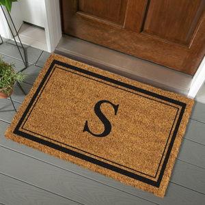 Evergreen Monogram Large Coir Doormat, 36x24 Inches Front Door Mat for Outdoor Indoor Entrance, Welcome Mat, Non Slip Doorway Mat for Home Decor Housewarming Gift, Letter S