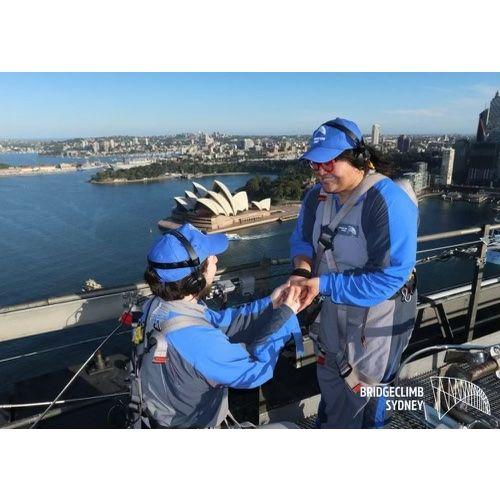 Up the Sydney Harbour Bridge where Sean proposed and Eunice was too giddy and said YES!