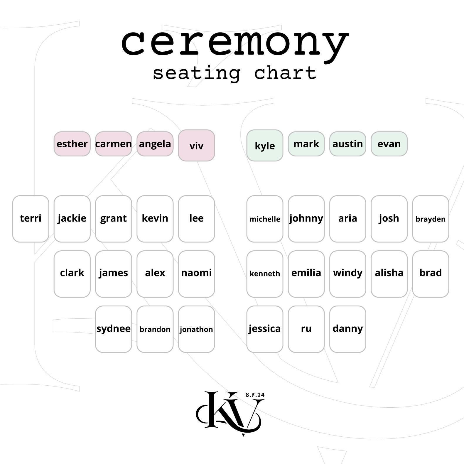 ceremony seating chart