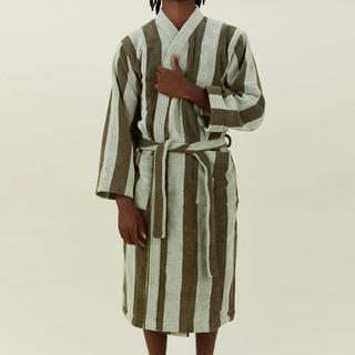 Simple Striped Terry Bathrobe