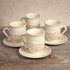 GG COLLECTION Acanthus 16 oz Cups Set of 4 Cream