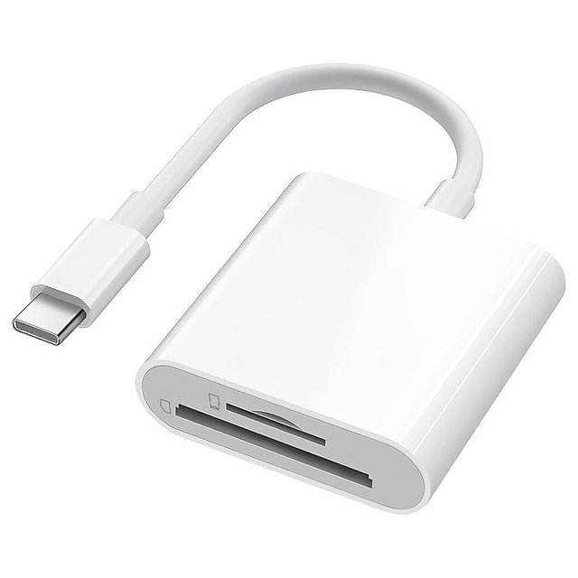 SD Card Reader for iPhone 15/16/17 Series Dual Slot USB 3.0 Memory Card Reader Portable USB C to SD Micro SD/TF Card Adapter for iPad Pro MacBook Android Camera Laptop Plug and Play