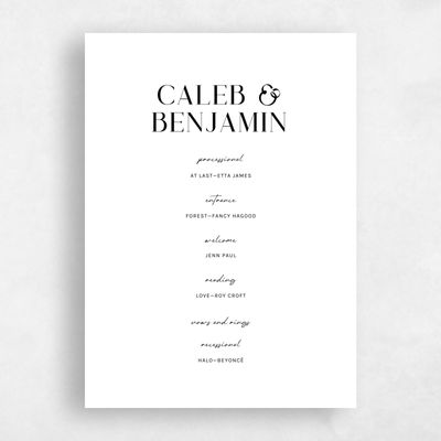 Black Simple Wedding Program - Latona Letterpress