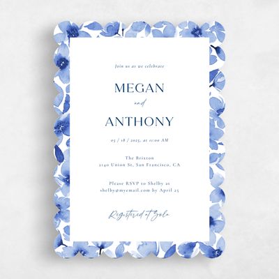 Blue Scalloped Wedding Wedding Shower Invitation - Shinya