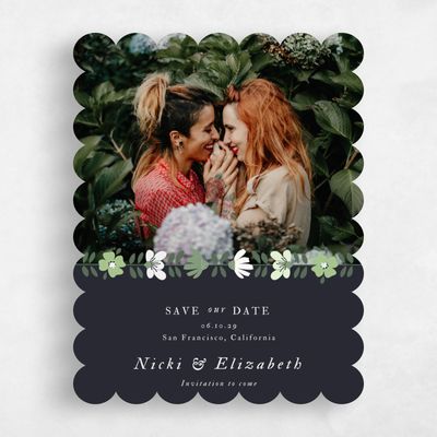 Black Scalloped Wedding Save the Date - Terra Photo