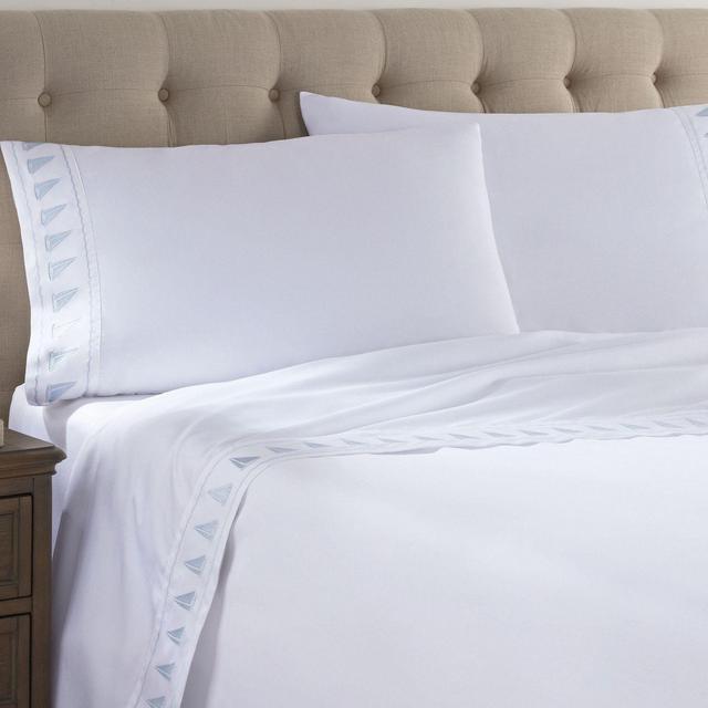 Hidden Retreat Sailboat 300-Thread-Count Standard Pillowcases in Light Blue/White (Set of 2)