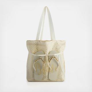 Bride Tote and Flip Flop Set