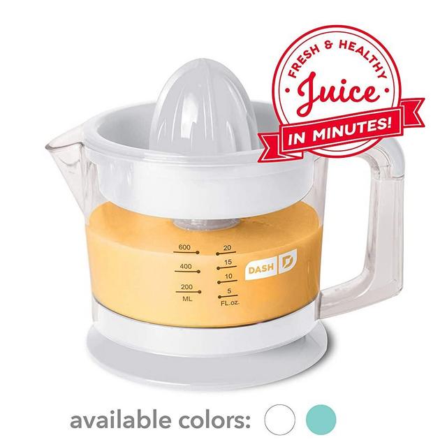 Dash Citrus Juicer Extractor: Compact Juicer for Healthy Juice, Oranges, Lemons, Limes, Grapefruit & other Citrus Fruit with Easy Pour Spout + 32 oz Pitcher - White