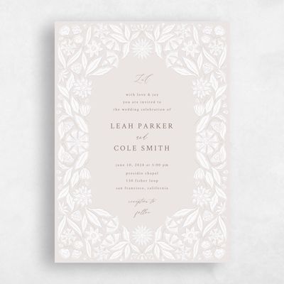 Light Greige, Beige Wedding Invitation - Juliet Portrait