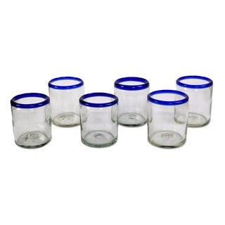 NOVICA Handmade Cobalt Rings Glass Set of 6 Tumblers