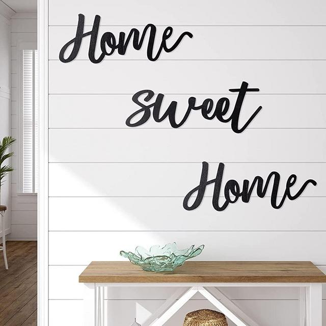 Jetec Home Sweet Home Wooden Sign Rustic Home Decor Sign Wooden Home Sign Wall Hanging Decor Home Sweet Home 3D Wall Art Sign Wood Home Decor for Home Living Room Bedroom Kitchen