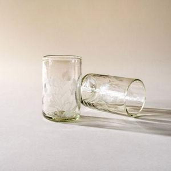 Etched Thistle Recycled Glassware
