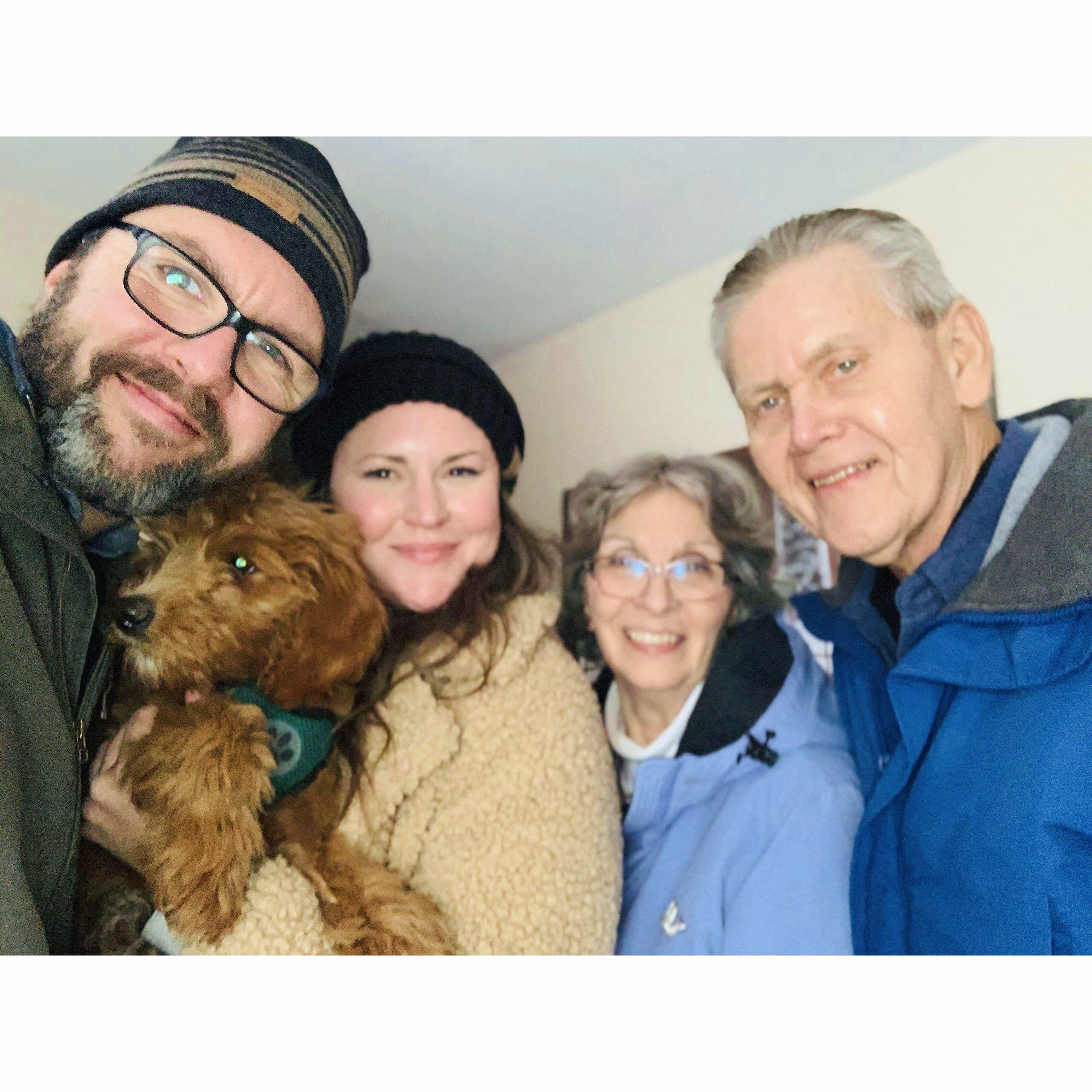 Ginger meeting Grandma and Grandpa!