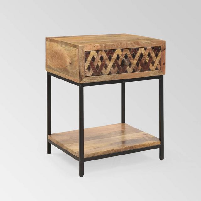 Pentland Boho Bedside Nightstand Table Brown/Black - Christopher Knight Home