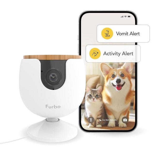 Furbo Mini Pet Camera Nanny w/Smart Alerts (Paid Subscription Required): Home Emergency & Activity Alerts | Color Night Vision, 2-Way Audio, Designed for Dogs or Cats