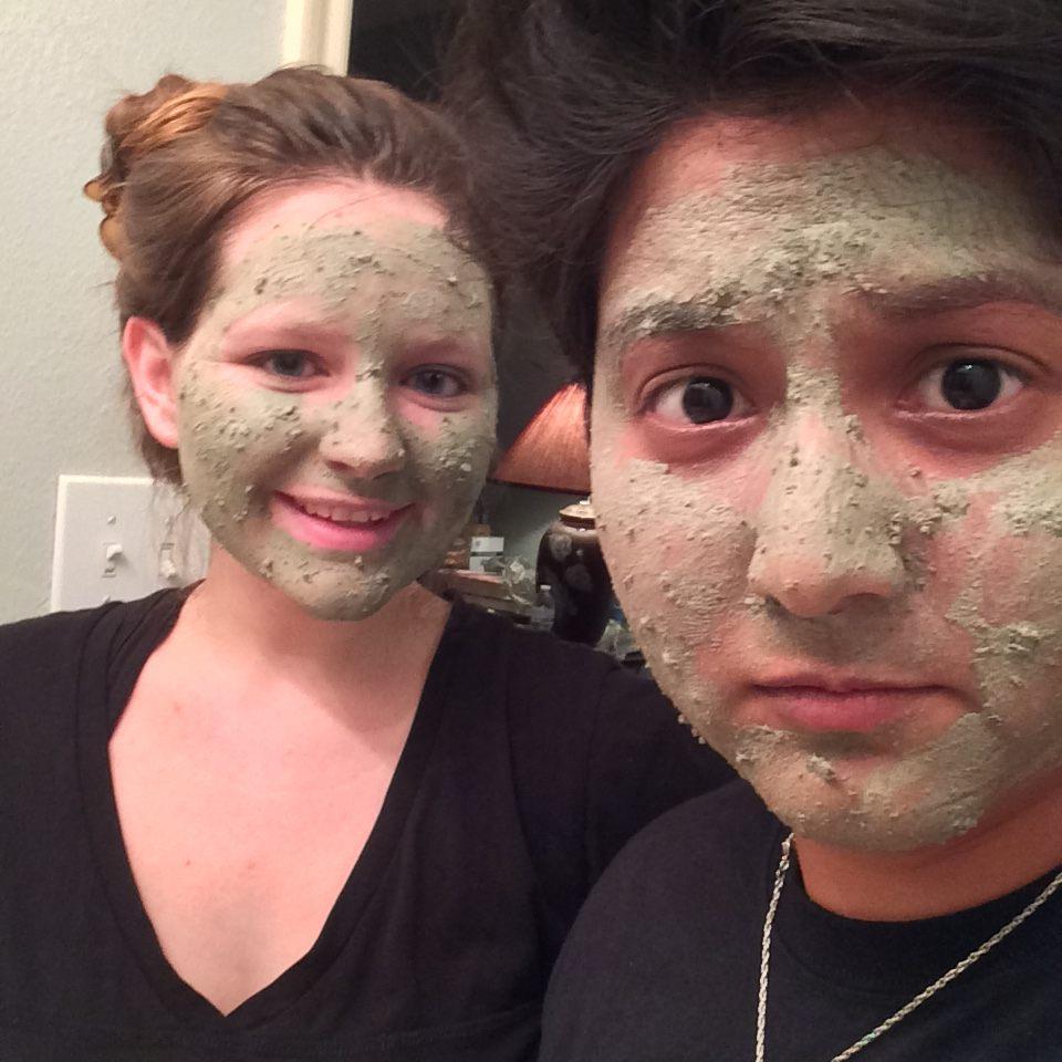 Circa 2017. Relaxing with a face mask!