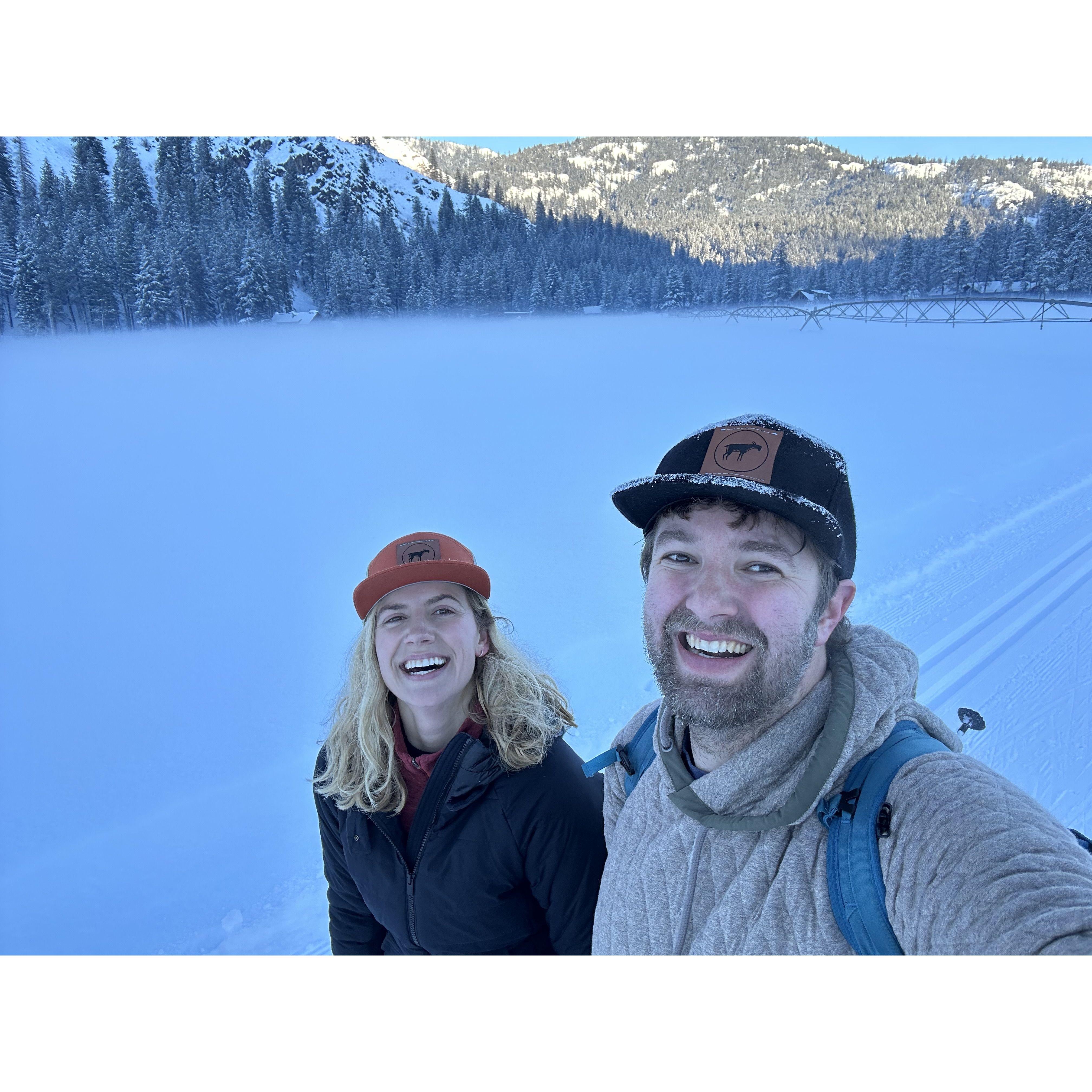 Skate skiing in Mazama, Washington during New Years.