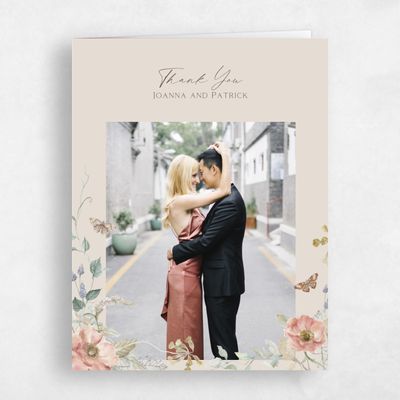 Beige Floral Wedding Thank You - Aurelia Photo