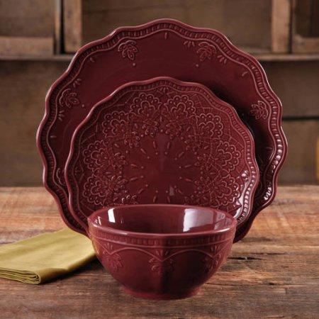 The Pioneer Woman Farmhouse Lace Dinnerware Set, 12-Piece