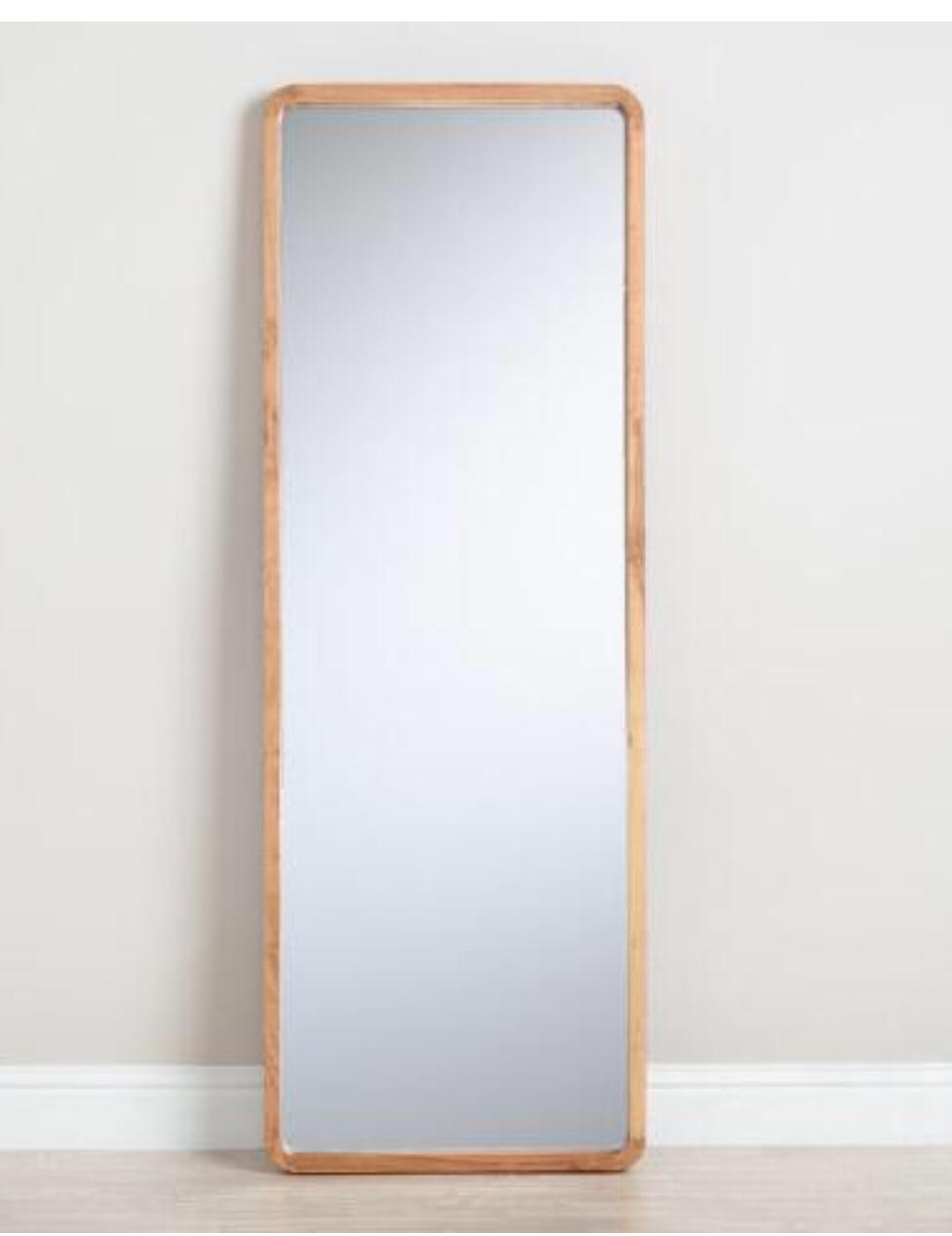 Natural Wood Leaning Full Length Floor Mirror