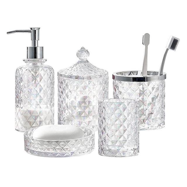 KMWARES Luxurious Glass Bathroom Accessories Set (Colored Glass)